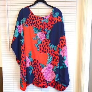 Brand New With Tags IMAN Global Chic Reversible Printed Poncho Top